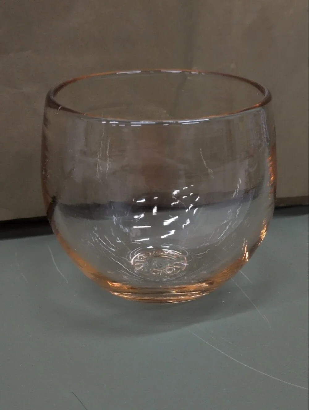 Glassybaby Votive Holder Clear The Hint Of Orange / Peach Tone.